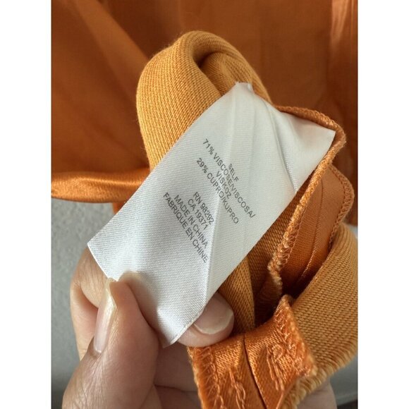 Tibi Satin Silky Raw Hem Orange Midi Skirt Aline Beachy Glam Timeless Elegant 8 - Picture 7 of 10